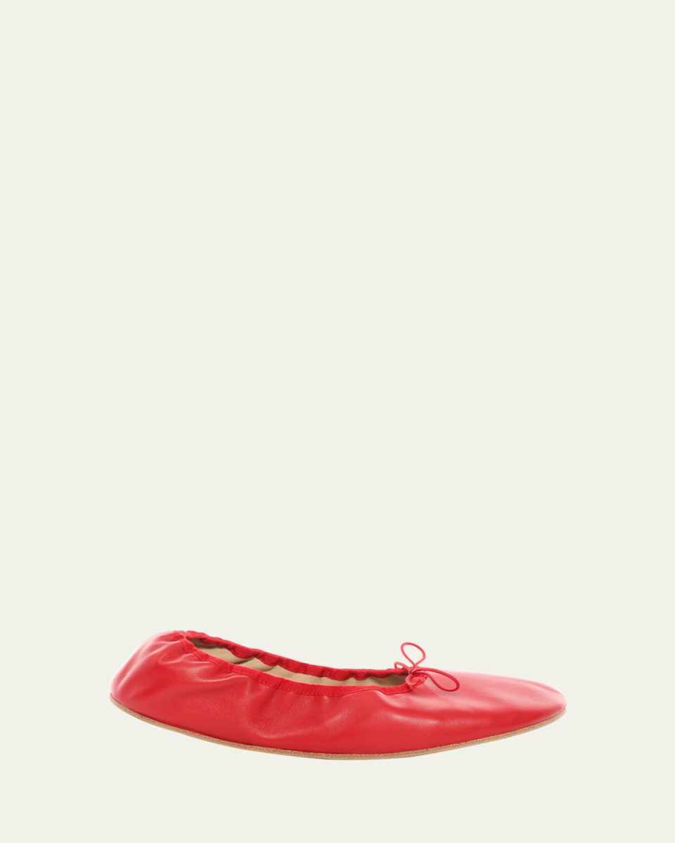 Leather Bow Ballerina Flats